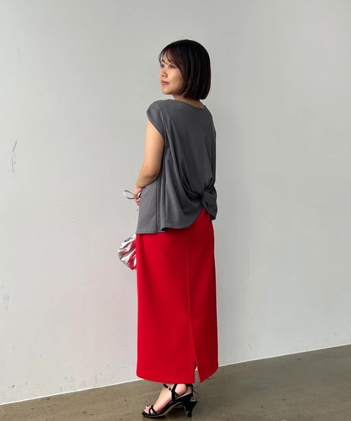 tシャツ カットジョーゼットドロストトップス 「低身長・小柄女性」 レディース tシャツ カットジョーゼットドロストトップス 「低身長・小柄