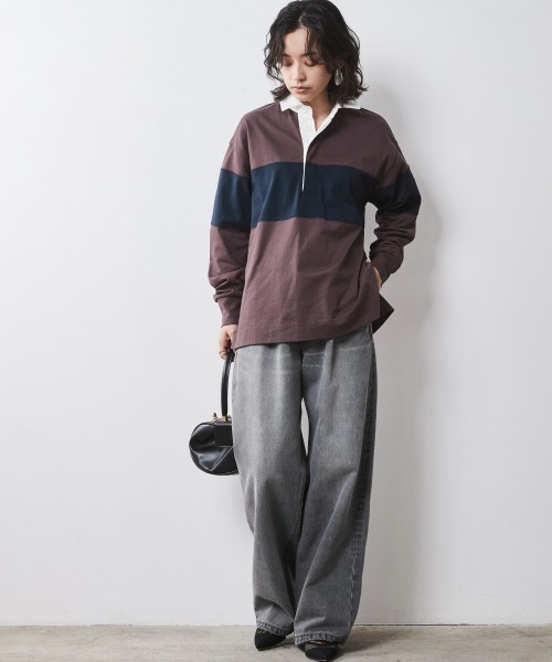 大きいサイズ レディース トップス 綿100％ラガーシャツ シックスタイル対応 CHIC STYLE tシャツ ラガーシャツ 「大きいサイズ有」シック