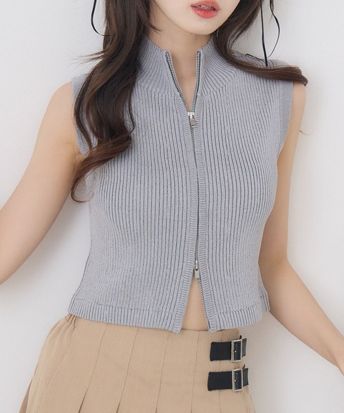 Emsexcite ニット セーター WZIPノースリNT レディース : ZOZOTOWN