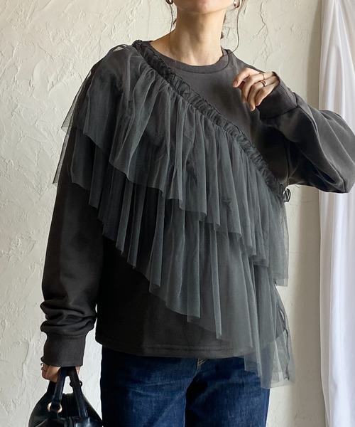 She's Closet トレーナー スウェット 長袖ボリュームチュール