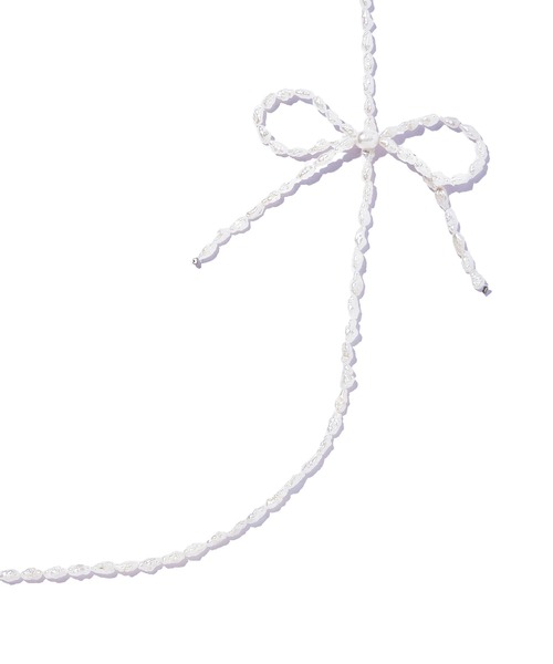 les bonbon ネックレス 「les bon bon」bow pearl long necklace 