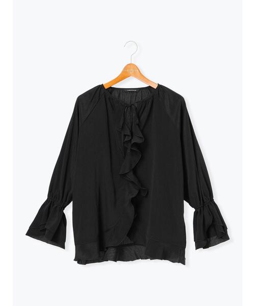 ブラウス シャツ ラッフルカットソーブラウス レディース Lugnoncure ブラウス シャツ ラッフル前開きブラウス レディース