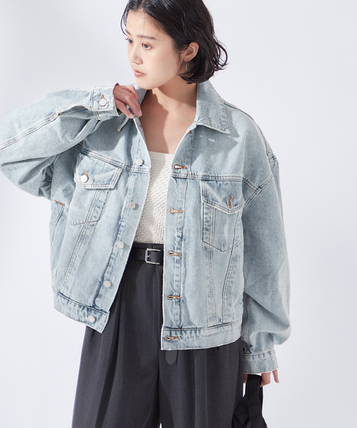 デニムジャケット gジャン 「AGOLDE」DALTON BALLOON JACKET IN SOUL：デニムジャケット レディース