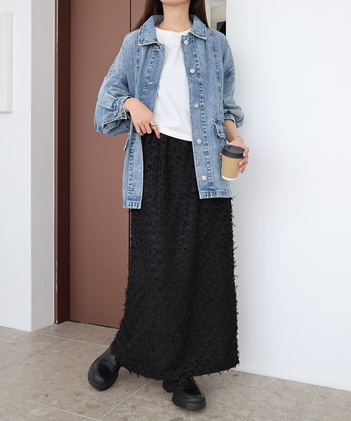 Freesia ロング スカート カットフリンジロングタイトスカート