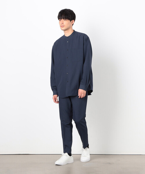 COMME CA ISM（コムサイズム） シャツ ウールライク バンドカラー