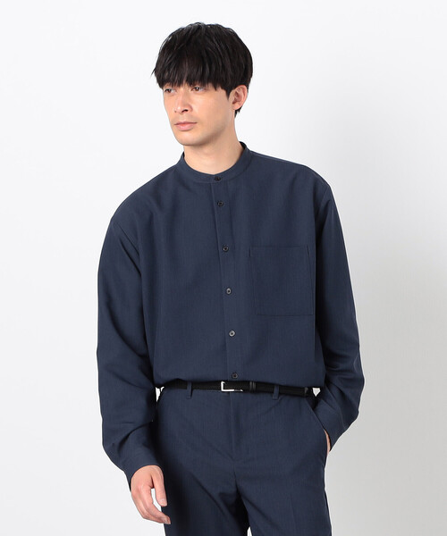 COMME CA ISM（コムサイズム） シャツ ウールライク バンドカラー