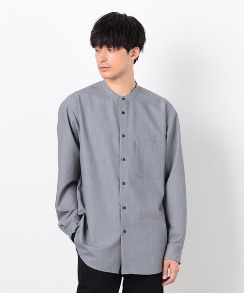COMME CA ISM（コムサイズム） シャツ ウールライク バンドカラー