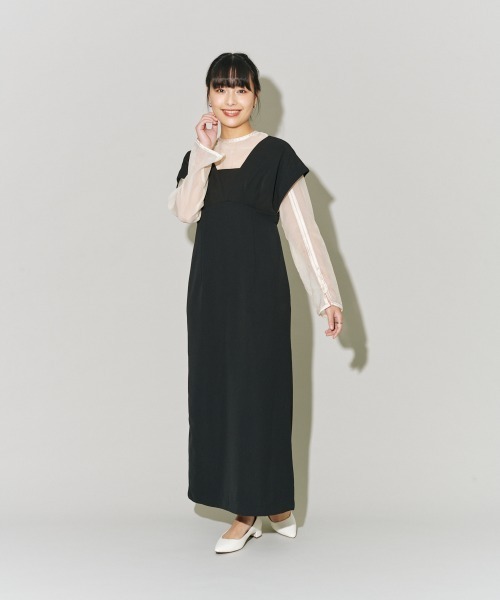 terrace ドレス 「ブラウス＋ワンピース2点セット」Vラインワンピース