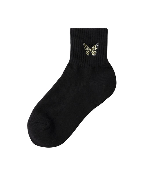 ルイ✩.*˚ページ X-girl 靴下 EMBROIDERED BUTTERFLY SHORT RIB SOCKS レディース