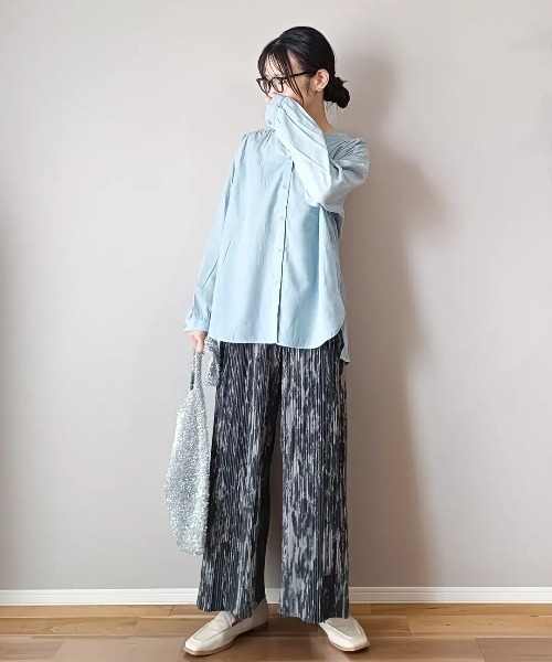 ikka パンツ さらっとプリーツワイドパンツ レディース