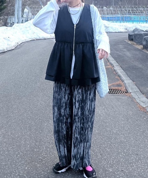 ikka パンツ 「ZOZO限定セール中」さらっとプリーツワイドパンツ