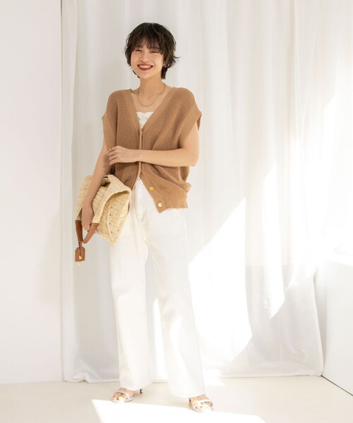 美品　ノーリーズ　ウォッシャブルペーパーヤーン2WAYベスト　24SS　和紙 NOLLEY'S ベスト ジレ 「アンサンブル対応」「手洗い可能