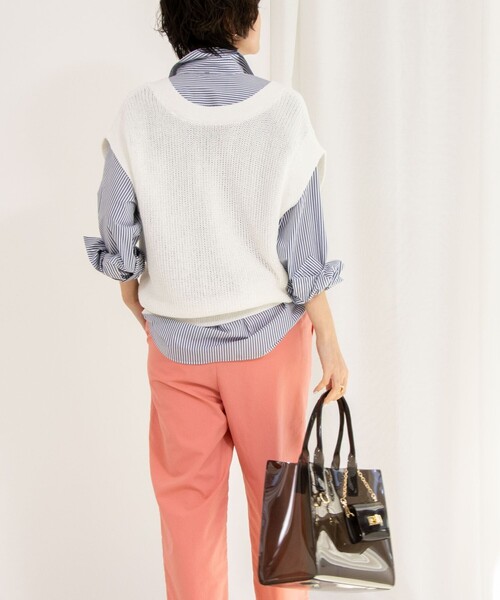 美品　ノーリーズ　ウォッシャブルペーパーヤーン2WAYベスト　24SS　和紙 NOLLEY'S ベスト ジレ 「アンサンブル対応」「手洗い可能
