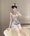 水着 ホルターネックドット柄 フリルレイヤード...の詳細画像1