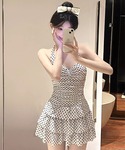 水着 ホルターネックドット柄 フリルレイヤード...の詳細画像3
