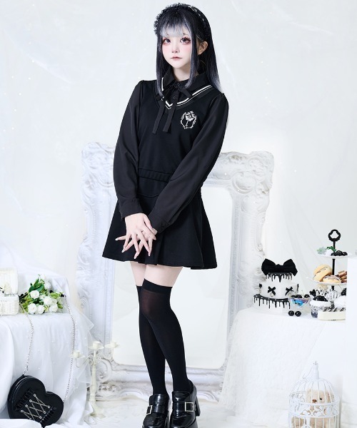セットアップ 「ililil/イルイルイル」「優等生！地雷ちゃんセットアップ」フェイクレイヤードセットアップ レディース_4