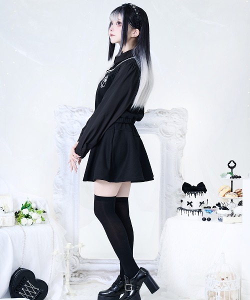 セットアップ 「ililil/イルイルイル」「優等生！地雷ちゃんセットアップ」フェイクレイヤードセットアップ レディース_5