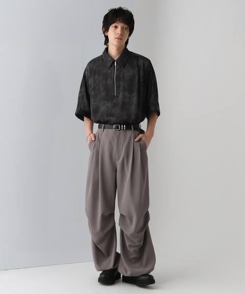 HARE シャツ 「SET UP対応」DABOルーズハーフZIPシャツ(HARE