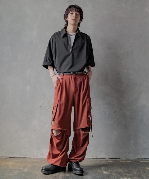 HARE（ハレ） シャツ 「SET UP対応」DABOルーズハーフZIPシャツ(HARE