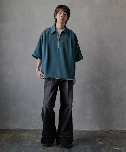 HARE シャツ 「SET UP対応」DABOルーズハーフZIPシャツ(HARE