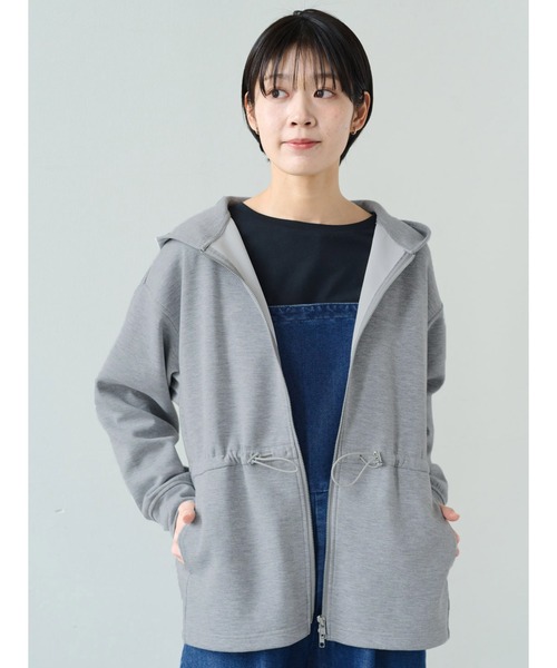 パーカー ＩＥＤＩＴ　ドロストをしぼってこなれ見え　花粉リリース機能がうれしいダブルジップパーカー レディース