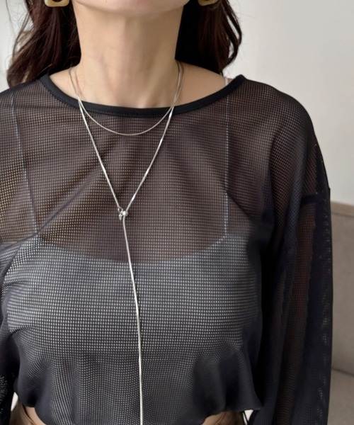 tシャツ ドロストショート丈プルオーバー レディース tiptop tシャツ Tシャツ 袖ドロストショート丈プルオーバー