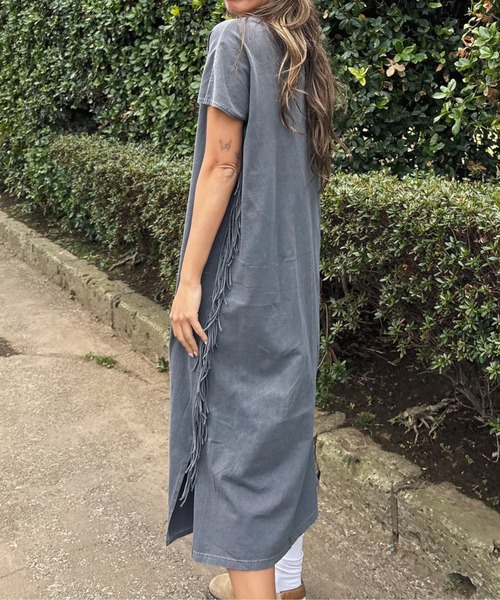 ROXY ワンピース LABYRINTH DRESS /ロキシーサイドフリンジロングT