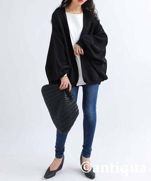 「antiqua」 カーディガン ONESIZE ブラック レディース antiqua 「antiqua」 ニットカーディガン ONESIZE ブラック