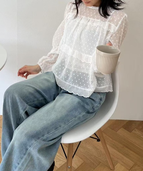 ブラウス シャツ ドットシアーブラウス レディース : ZOZOTOWN Yahoo