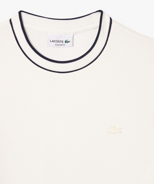LACOSTE ラインドリブネック鹿の子Tシャツ ラインドリブネック鹿の子地Tシャツ（Tシャツ/カットソー