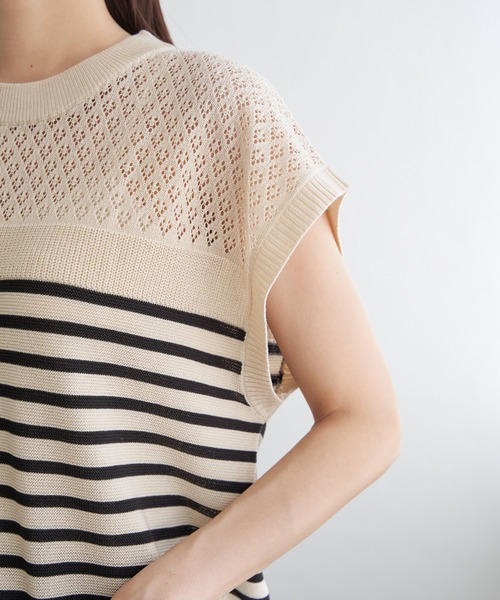 ikka ニット セーター 透かし編みニットプルオーバー レディース