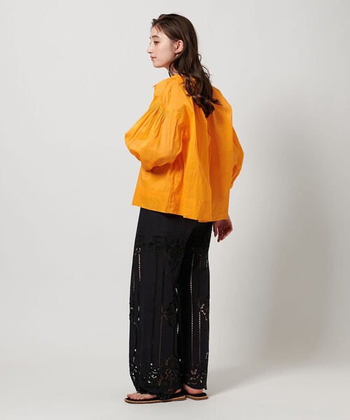 ユナイテッドアローズ　オレンジブラウス UNITED ARROWS ブラウス シャツ コットン タック カフタン