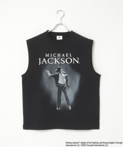 ヴィンテージ マイケルジャクソン プリントノースリーブTシャツ ブラック レア tシャツ MICHAEL JACKSON（マイケル・ジャクソン）プリント