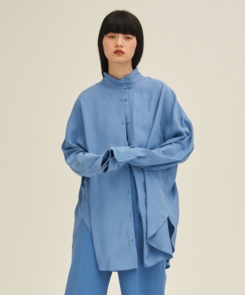 「ENOF」 長袖ブラウス M ブルー レディース
