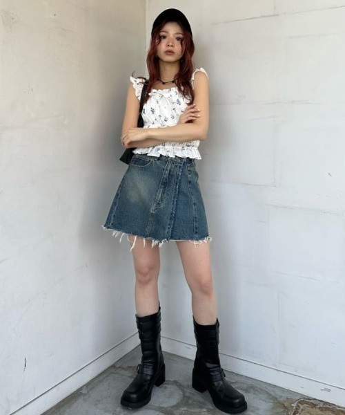 【みゅうとあらし✩.*˚⠀】デニムリメイク☆サーキュラースカート FILL THE BILL/フィルザビル】Levi's USA501 リメイクデニム