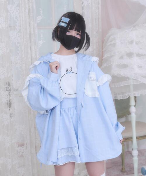 ブラウス シャツ Whinny/バブみでヤバみなフードシャツ レディース Whinny ブラウス シャツ Whinny/バブみでヤバみなフードシャツ
