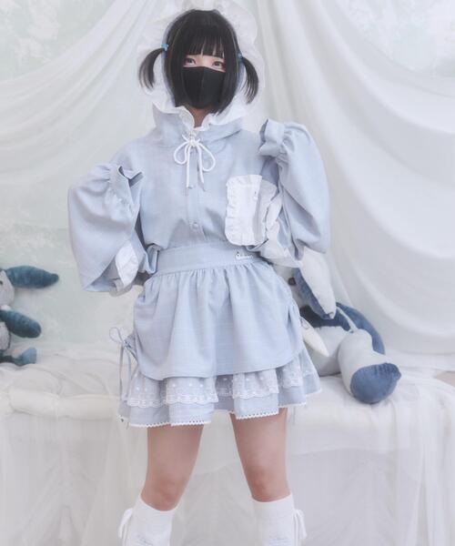 ブラウス シャツ Whinny/バブみでヤバみなフードシャツ レディース Whinny ブラウス シャツ Whinny/バブみでヤバみなフードシャツ