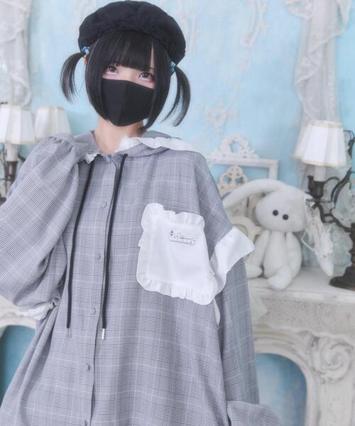 ブラウス シャツ Whinny/バブみでヤバみなフードシャツ レディース Whinny ブラウス シャツ Whinny/バブみでヤバみなフードシャツ