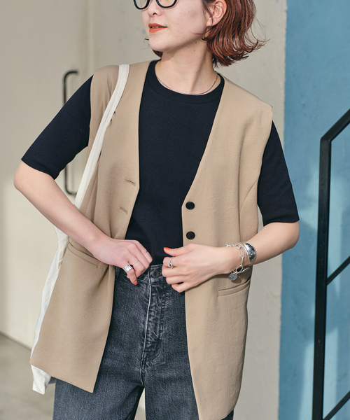 「Spick & Span」 半袖ニット FREE ブラック レディース