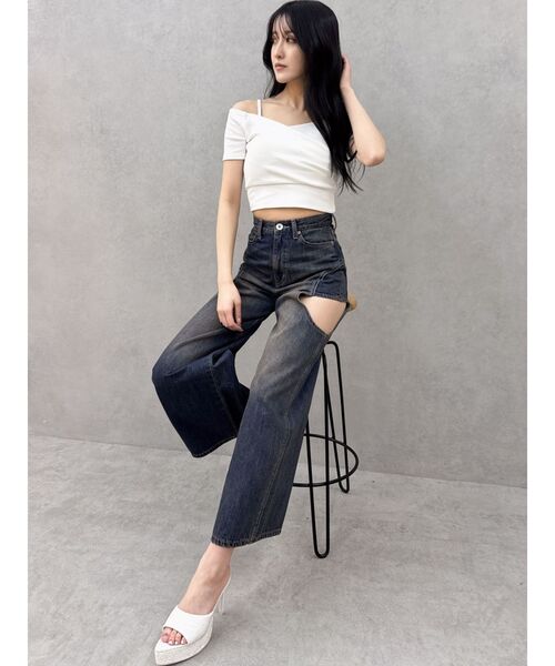 GYDA ハーフスリーブカシュクールオフショルショートトップス ハーフスリーブカシュクールオフショルショートトップス（T