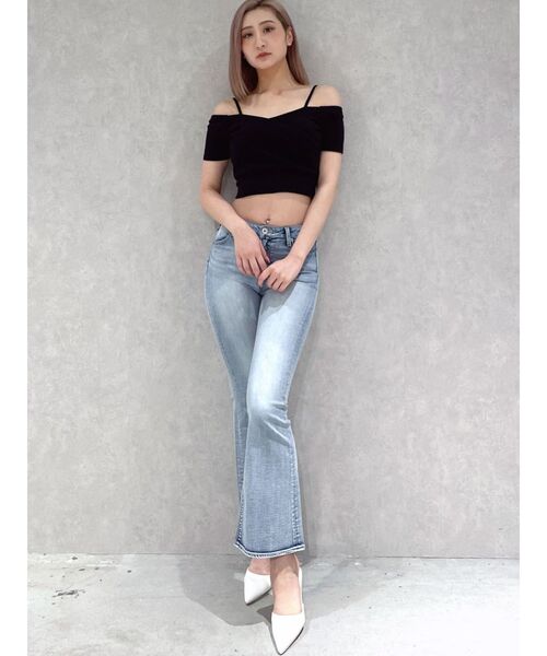 gyda ハーフスリーブカシュクールオフショルショートトップス GYDA ハーフスリーブカシュクールオフショルショートTOPS