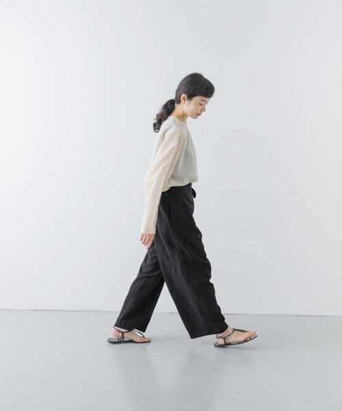 【極美品】かぐれ コットン リネン ラップ イージーパンツ ワイドパンツ かぐれ パンツ コットンリネンラップパンツ レディース