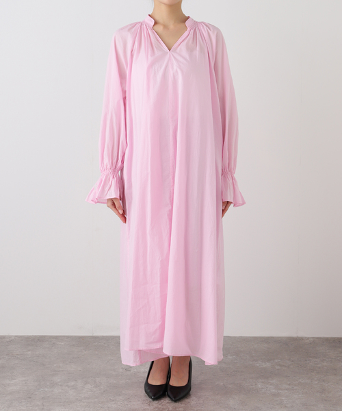 フェザー ワンピース [RESALE] Lace Ladies ドレス ギャザーシェイプロングシフォンワンピース