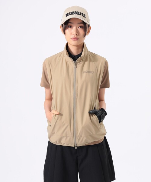 ベスト ジレ ORANGE LABEL / ストレッチタフタ フルジップ 切替ベスト「STRETCH」 レディース