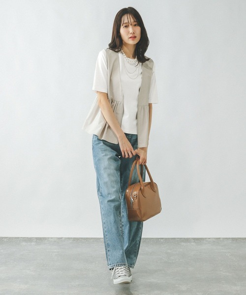 「GLOBAL WORK」 半袖Tシャツ MEDIUM オフホワイト レディース