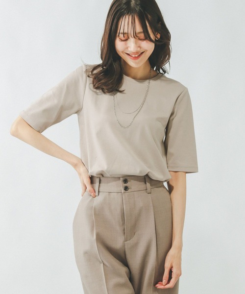 「GLOBAL WORK」 半袖Tシャツ MEDIUM オフホワイト レディース