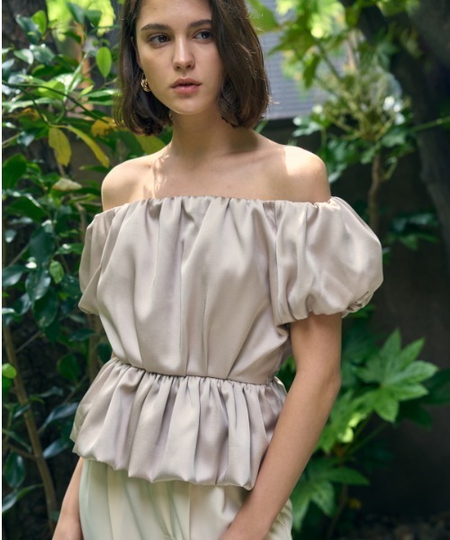 ブラウス シャツ Satin open back top サテンオープンバックTOP レディース