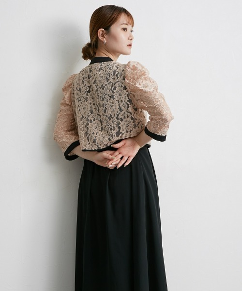 (大きいサイズ)Re-J パーティドレス+レースボレロ+パーティバッグ3点セット Jolie et ドレス 「結婚式・パーティードレス」レースボレロ