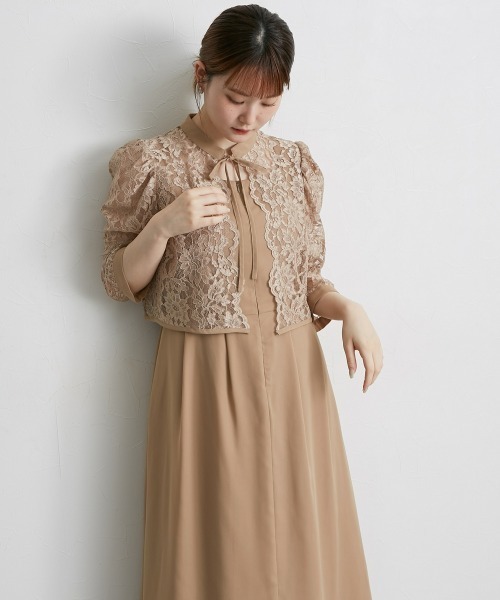 (大きいサイズ)Re-J パーティドレス+レースボレロ+パーティバッグ3点セット Jolie et ドレス 「結婚式・パーティードレス」レースボレロ
