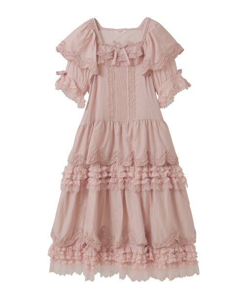 【新品未使用タグ付き】PINK HOUSE　ワンピース　チュールレース PINK HOUSE ワンピース フロッキードットチュール使いワンピース